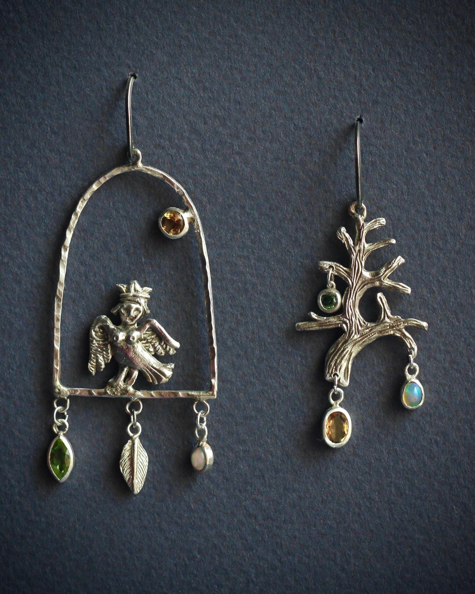 Серьги «Сирин на окне»